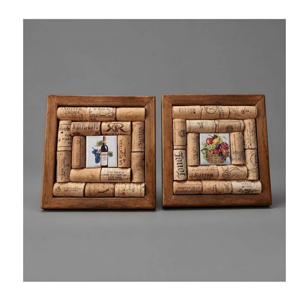 Trivets by Tribble Wine Cork Trivet Set 2pc Brown‎ Excellent Rustic Vineyard Art